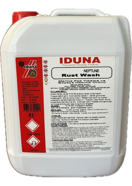 Neptune Rust Wash Marin Pas Yıkama ve Boyaya Hazırlık Ürünü 5l