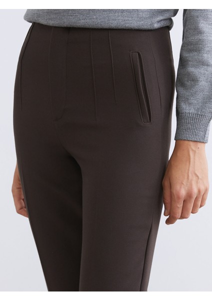 Vision Kahverengi Yüksek Bel Dar Fit Kadın Pantolon modelleri