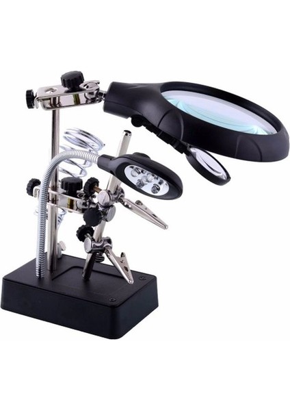 Masa Üstü Mandallı 2.5X90 mm 7.5X34 mm Mercekli Adaptörlu Işıklı Büyüteç fiyatları