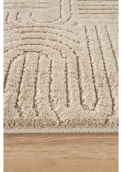 Bej Yumuşak Dokulu Uzun Ömürlü Lateks Kaymaz Taban Salon Oturma Odası Mutfak Koridor Halı Rivon RN08 indirimleri