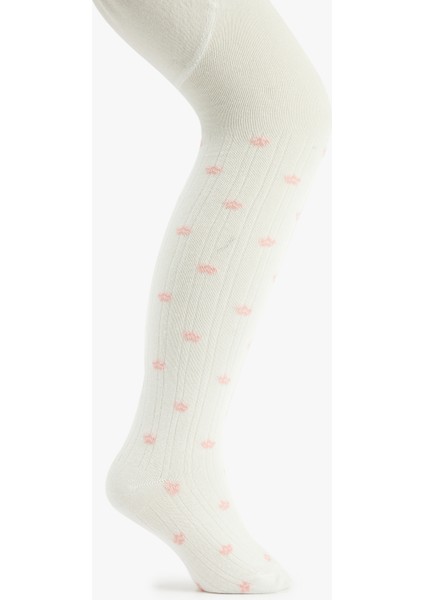 Pamuklu Kalp Desenli Külotlu Çorap