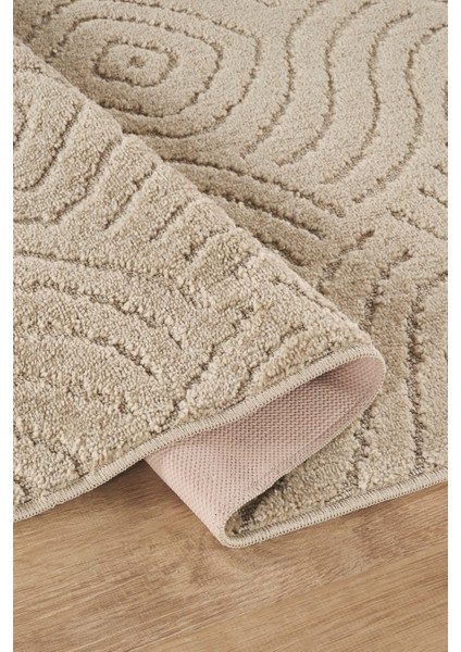 Bej Yumuşak Dokulu Uzun Ömürlü Lateks Kaymaz Taban Salon Oturma Odası Mutfak Koridor Halı Rivon RN06 modelleri