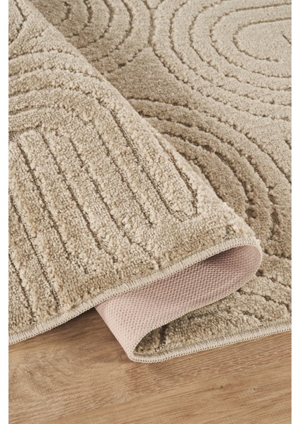 Bej Yumuşak Dokulu Uzun Ömürlü Lateks Kaymaz Taban Salon Oturma Odası Mutfak Koridor Halı Rivon RN08 modelleri