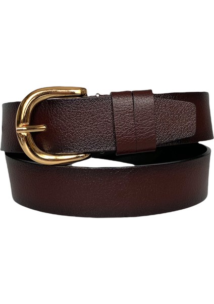 Deri, Gold Tokalı Bordo Kadın Kot Kemeri 4 cm