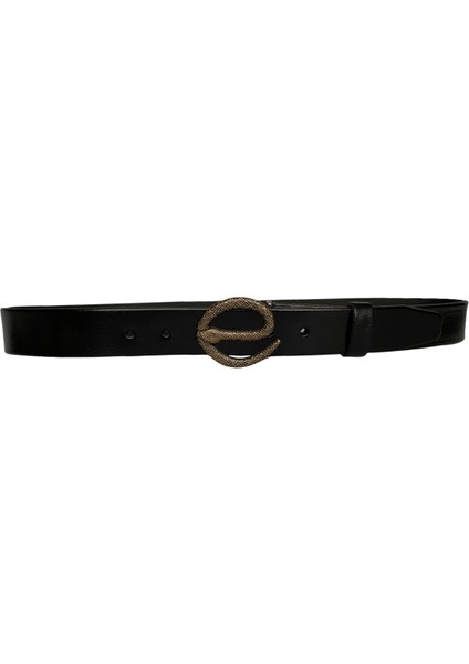 Deri, Antik Gold Yılan Tokalı Siyah Kadın Kemeri 4 cm fiyatları