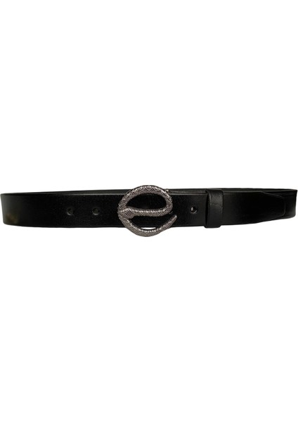 Deri, Nikel Yılan Tokalı Siyah Kadın Kemeri 4 cm fiyatları