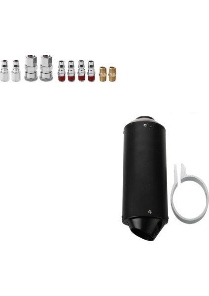1x Motosiklet Yarışı Egzoz Susturucu Silendirici ve 10 Pcs 1/4 Inç Bsp Hava Hattı Hortum Kompresör Bağlantı Konnektörü Bağlayıcı (Yurt Dışından) fiyatları