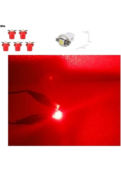 ( 5 x Adet ) 1 Set T5 B8.5d Model LED Duylu Dipsiz Ampul Kırmızı 1.2W (T5 B8.5d Red) fiyatları
