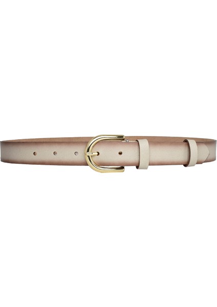 Deri, Gold Tokalı 3 cm Vizon Kadın Kemeri; Elbise, Pantolon Kemeri=3cm-Kdn-22