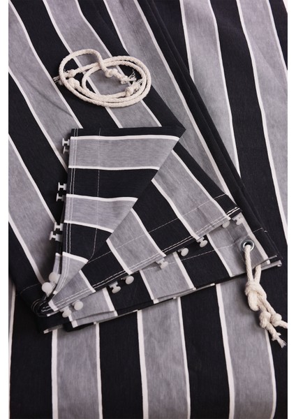 Kalın- Işık Su Geçirmez Düğmeli Kuş Gözlü Bağcıklı Balkon Perdesi Siyah-Gri Enxboy fiyatları