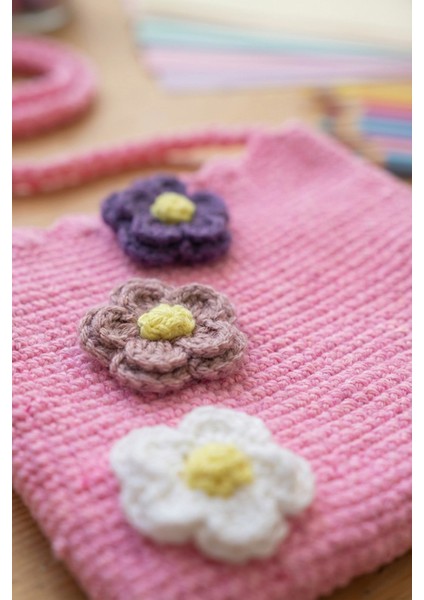 El Örgüsü Kız Çocuk Omuz Çantası - Pinky Bloom - 3D Çiçekli - Pembe fiyatları