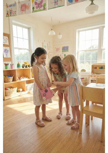 El Örgüsü Kız Çocuk Omuz Çantası - Pinky Bloom - 3D Çiçekli - Pembe modelleri