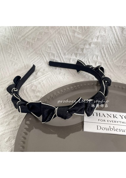 Yüksek Kranial Üst Saç Bandı Kıdemli Siyah Duygusu Küçük Parfüm Kafa Bandı Kore Inci Yay Basit Saç Grotto Kadın Saç Aksesuarları (Yurt Dışından)