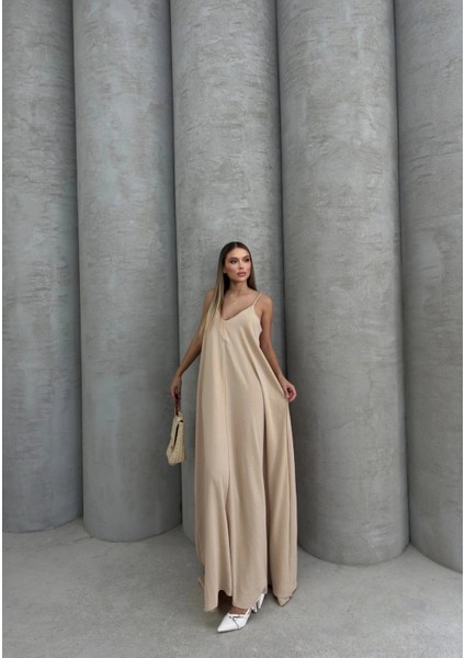 Aerobin Uzun Elbise Bej Pt