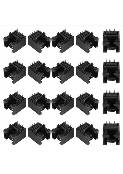 20PCS RJ45 8P8C Bilgisayar Internet Ağı Pcb Jack Socket Siyah (Yurt Dışından) modelleri