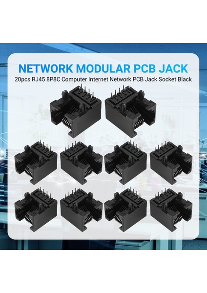 20PCS RJ45 8P8C Bilgisayar Internet Ağı Pcb Jack Socket Siyah (Yurt Dışından) fırsatları