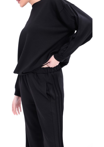 Yanları Nervürlü Katlamalı Uzun Kollu Yumuşak Akışkan Kumaş Viskon Günlük Alt Üst Takım fırsatları