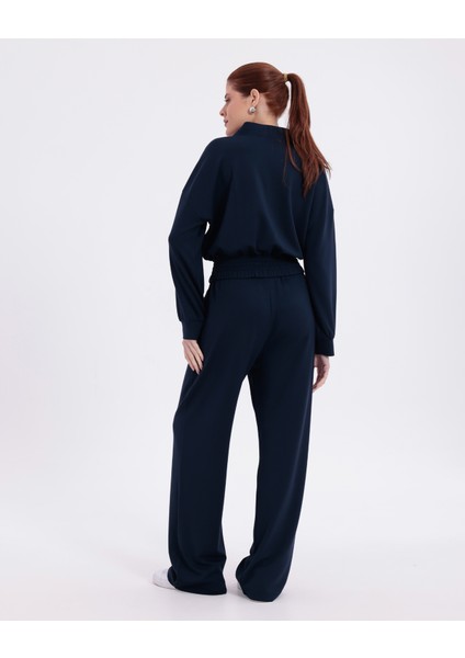 Beli Lastikli V Yaka Çıtçıtlı Ekstra Yumuşak Kumaş Lacivert Şık Gipeli Eşofman Takım modelleri