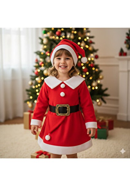 Noel Anne Kostümü Kadın Günlük Stil Düz Desenli Kırmızı Salopet Elbise fiyatları
