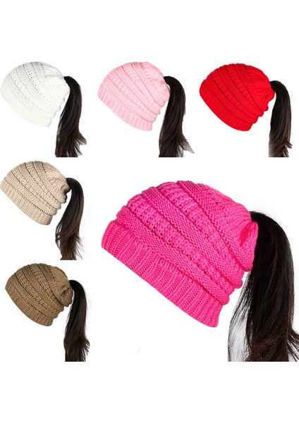 Düz Renk At Kuyruğu Şapka Sonbahar ve Kış Modelleri Yün Örme Şapka Etiketli Değil Sıcak Kulak Koruma Kravat At Kuyruğu Kazak Şapka (Yurt Dışından) fiyatları