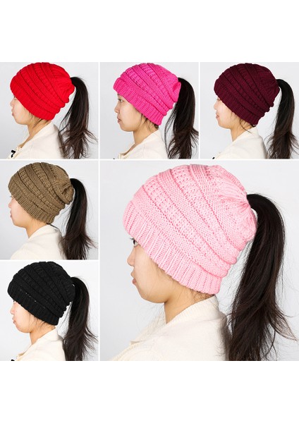 Düz Renk At Kuyruğu Şapka Sonbahar ve Kış Modelleri Yün Örme Şapka Etiketli Değil Sıcak Kulak Koruma Kravat At Kuyruğu Kazak Şapka (Yurt Dışından) indirimleri