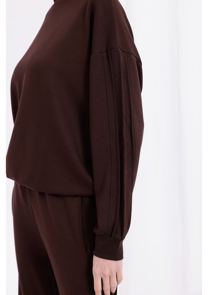 Yanları Nervürlü Katlamalı Uzun Kollu Yumuşak Akışkan Kumaş Viskon Günlük Alt Üst Takım modelleri