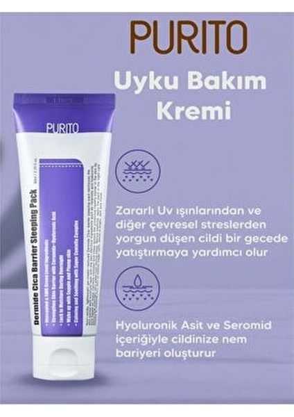 80 ml Dermide Cica Barrier Gece Maskesi Cilt Tipi Normal İçin Nemlendirici Etki modelleri