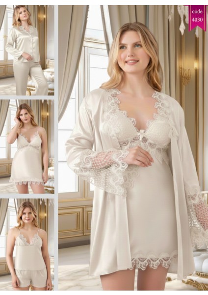 Missayza 4030 Ipek Saten 6'lı Kısa Gecelik ve Sabahlıktk fiyatları