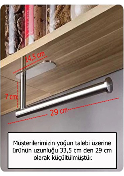Kendinden Yapışkanlı Krom Kağıt Havluluk Paslanmaz Çelik Modern Tasarım 29 cm