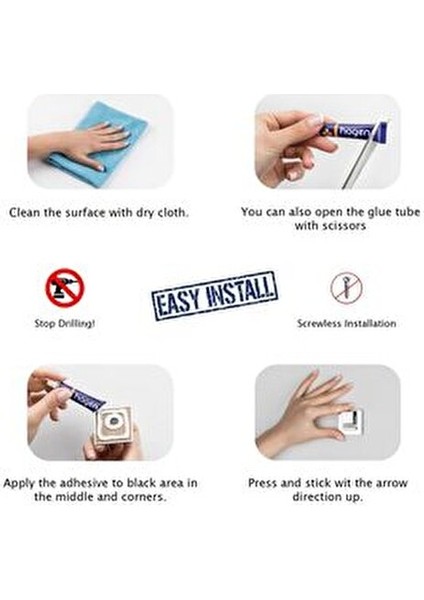 Fön Makinesi Asma Aparatı Yapışkanlı Siyah Renkli Modern Tasarım ile Güçlü Yapışma