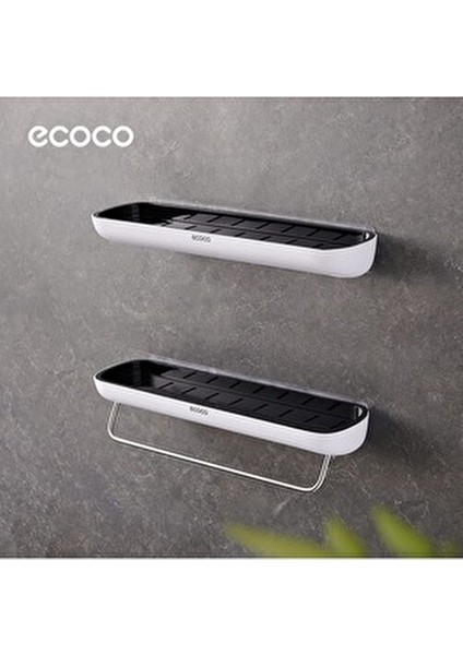 Siyah Beyaz Duvara Yapışkanlı (İkili) Banyo ve Mutfak Düzenleme Rafı Seti Kolay Kurulum