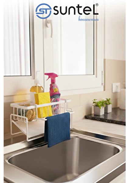 Tezgah Üstü Sıvı Sabunluk ve Süngerlik Organizer Modern Tasarımda Paslanmaz Metal indirimleri