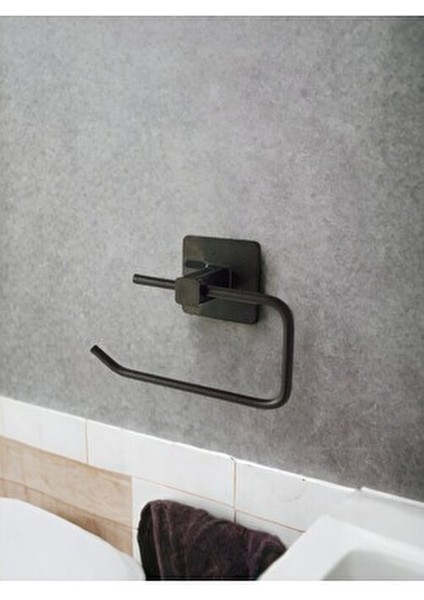 Banyo Kare Siyah Yapışkanlı Kapaklı Tuvalet Kağıtlığı Wc Kağıtlık Modern Stil ve Kolay Temizlik fırsatları