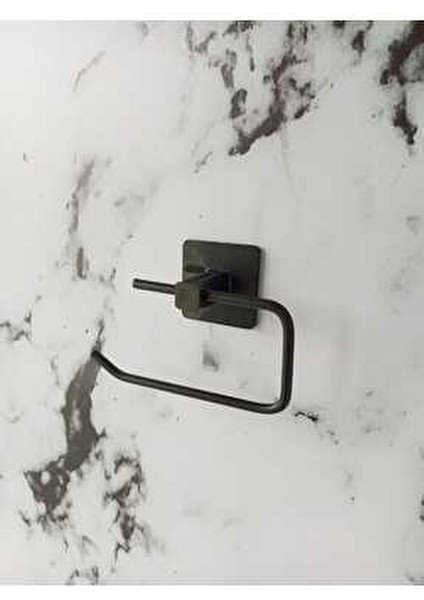 Banyo Kare Siyah Yapışkanlı Kapaklı Tuvalet Kağıtlığı Wc Kağıtlık Modern Stil ve Kolay Temizlik