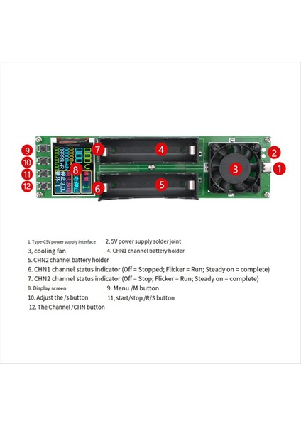 18650 Lityum Pil Kapasite Test Cihazı 2 Kanal Otomatik Dahili Direnç Test Cihazı Pil Güç Dedektörü Modülü Tip-C (Yurt Dışından) fırsatları