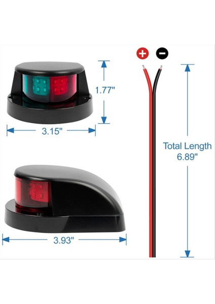 Yay Gezinme Işığı Deniz LED Navigasyon Işığı Yat Işık Tekne Işık Uyarı Işığı Pontoons Için Tekneler Siyah (Yurt Dışından) fiyatları