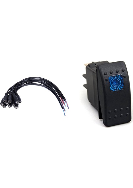 10PCS 12V Dc Güç Fişi Kadın Jack Fiş Konektör Kablosu ve 1 Pcs 12V 20 Amp Mavi LED Açık/kapalı Spst 3p Rocker Anahtarı (Yurt Dışından)