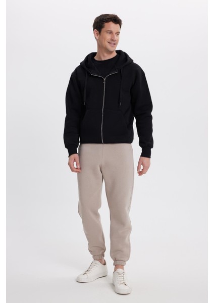 Unisex Relax Fit Rahat Kesim Şardonlu 3 Cepli Lastikli Jogger Paça Bej Eşofman Altı fırsatları