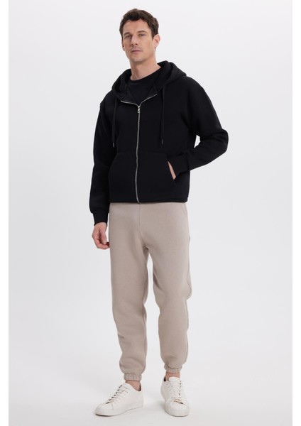 Unisex Relax Fit Rahat Kesim Şardonlu 3 Cepli Lastikli Jogger Paça Bej Eşofman Altı indirimleri