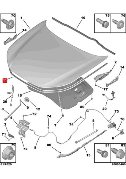 Peugeot 508L 2019 Için Kaput Sızdırmazlık Şeridi YL01257480- Ön Kaput Bonnet Mühür Sızdırmazlık Stri (Yurt Dışından) modelleri