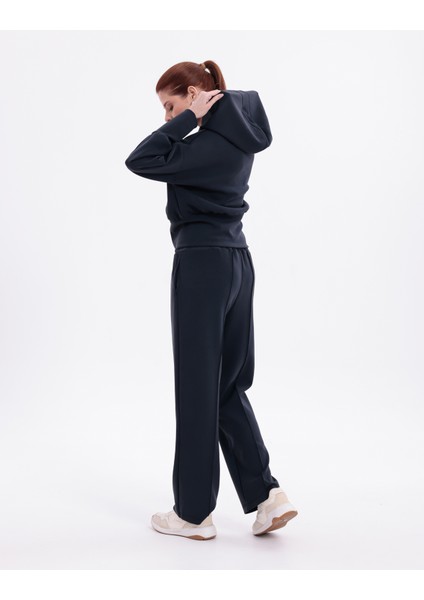 Ekstra Yumuşak Kumaş Kapüşonlu Kordonlu Fermuarlı Geniş Paçalı Şık Günlük Antrasit Takım fırsatları