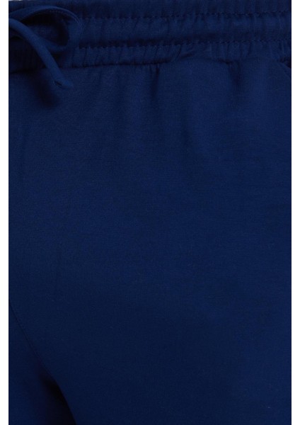 Erkek Slim Fit Dar Kesim Beli Bağcıklı 3 Cepli Geniş Paça Lacivert Eşofman Altı