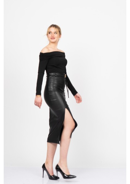 Adela Deri Yırtmaçlı Uzun Etek 6828 fiyatları