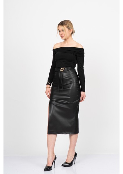 Adela Deri Yırtmaçlı Uzun Etek 6828 modelleri