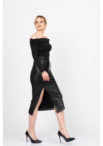 Adela Deri Yırtmaçlı Uzun Etek 6828 fırsatları