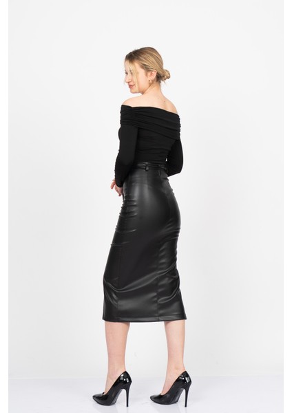 Adela Deri Yırtmaçlı Uzun Etek 6828 indirimleri