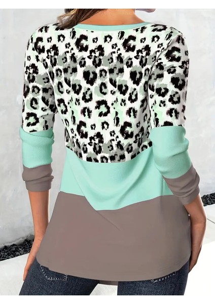 Cottonlab Kadın Uzun Kollu V Yakalı Leopar Baskılı Şardonlu Dalgıç Bluz fiyatları