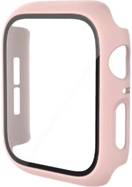 MYT09 Apple Watch 44MM Camlı Kasa Ekran Koruyucu - Pembe