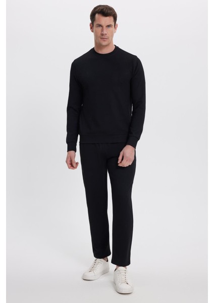 Erkek Slim Fit Dar Kesim Beli Bağcıklı 3 Cepli Geniş Paça Siyah Eşofman Altı indirimleri