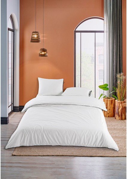 Elite Biyeli %100 Pamuk Nevresim Takımı Çift Kişilik Ekru Siyah 200X220CM